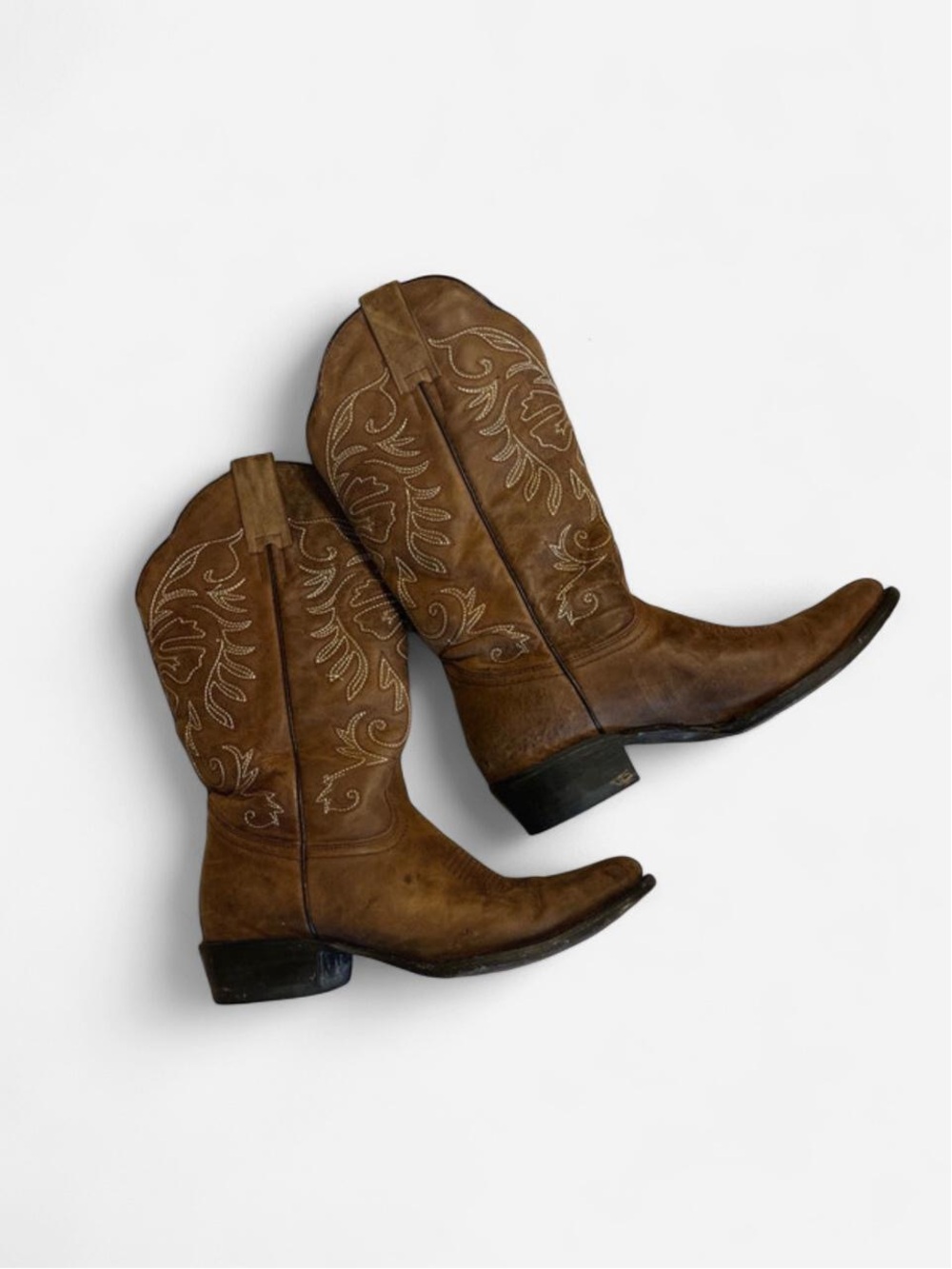 J.B. Dillon brown leather women’s classic cowboy boots 8.5 Western Cowgirl Rodeo